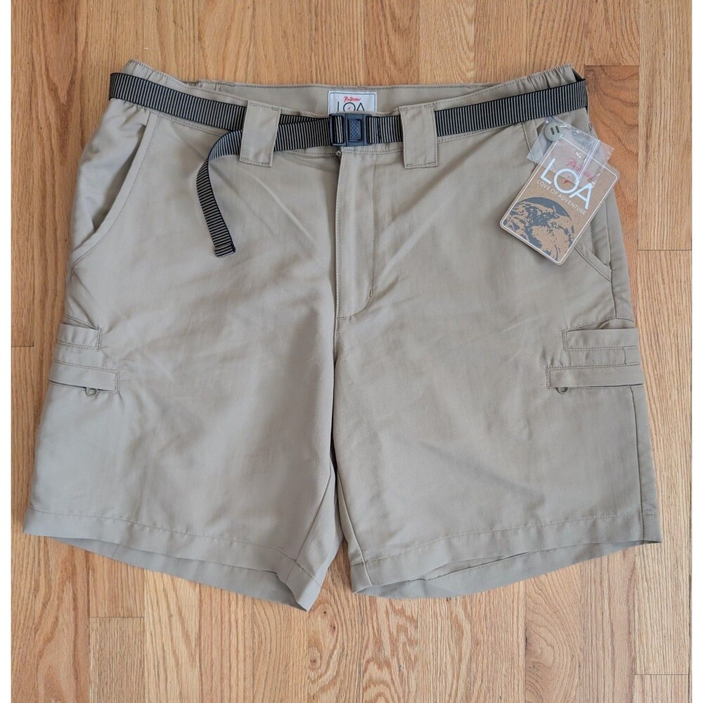 Rail Riders Shorts Mens Large Bone Flats Cargo Belted Rip Stop Hiking NWT
